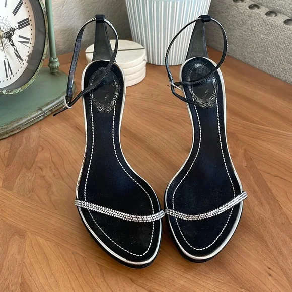 🖤 Rene Caovilla Crystal Platform High Heels in Black size 39.5 - Picture 1 of 13